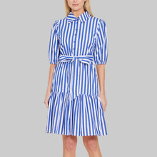 Load image into Gallery viewer, Dolce Cabo Belted Stripe Dress- Cobalt/White