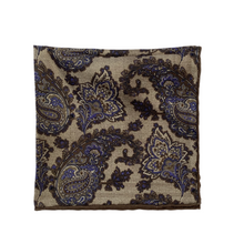 Load image into Gallery viewer, Geoff Nicholson Reversible Pocket Square-Brown/Blue Geometric/Paisley