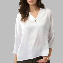 Load image into Gallery viewer, Joseph Ribkoff Recycled Hammered Satin Boxy Top-Vanilla