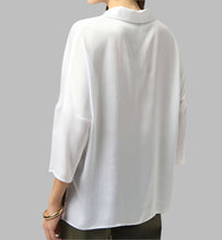 Load image into Gallery viewer, Joseph Ribkoff Recycled Hammered Satin Boxy Top-Vanilla