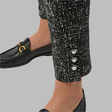 Load image into Gallery viewer, Joseph Ribkoff Abstract Jacquard Straight Pull-On Pants-Black/Off-White