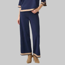 Load image into Gallery viewer, Joseph Ribkoff Sweater Knit Colour Block Culotte Pants-Indigo/Camel