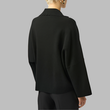 Load image into Gallery viewer, Joseph Ribkoff Sweater Knit Boxy Pullover With Zipped Collar-Black