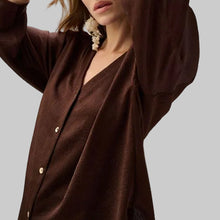 Load image into Gallery viewer, Joseph Ribkoff Crushed Satin Boxy Top With Dolman Sleeves-Mahogany