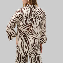 Load image into Gallery viewer, Joseph Ribkoff Linen Blend Animal Print A-Line Blouse-Beige/Brown