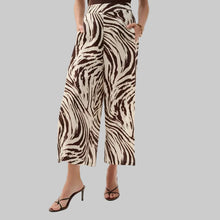 Load image into Gallery viewer, Joseph Ribkoff Linen Blend Animal Print Culotte Pants With Pleat-Beige/Brown