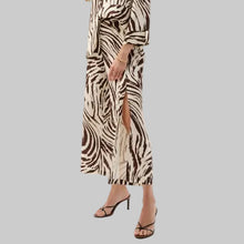 Load image into Gallery viewer, Joseph Ribkoff Linen Blend Animal Print Culotte Pants With Pleat-Beige/Brown