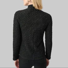 Load image into Gallery viewer, Joseph Ribkoff Textured Jacquard Mock-Neck Fitted Top-Black