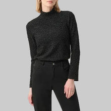 Load image into Gallery viewer, Joseph Ribkoff Textured Jacquard Mock-Neck Fitted Top-Black