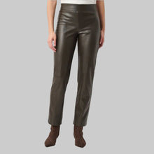 Load image into Gallery viewer, Joseph Ribkoff Bonded Leatherette Straight Pull-On Pants-Mocha