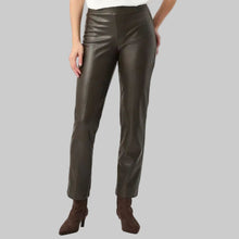 Load image into Gallery viewer, Joseph Ribkoff Bonded Leatherette Straight Pull-On Pants-Mocha