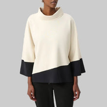 Load image into Gallery viewer, Joseph Ribkoff Scuba Jersey Color Block Trapeze Top-Birch/Black