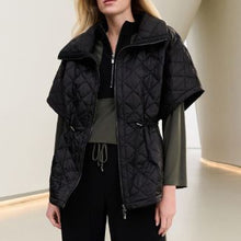 Load image into Gallery viewer, Joseph Ribkoff Quilted Nylon Shawl-Neck Boxy Vest-Black