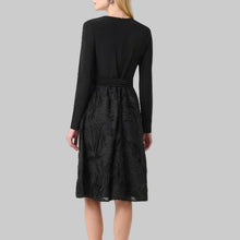 Load image into Gallery viewer, Joseph Ribkoff Signature Silky Knit and Novelty Fit and Flare Dress-Black