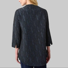 Load image into Gallery viewer, Joseph Ribkoff Signature Foil-Textured Jacquard Trapeze Jacket-Navy