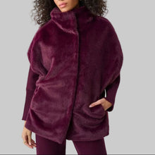 Load image into Gallery viewer, Joseph Ribkoff Faux Fur Funnel-Neck Boxy Vest-Elderberry