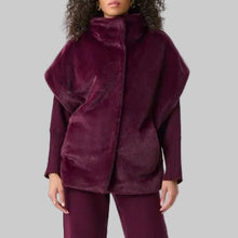 Load image into Gallery viewer, Joseph Ribkoff Faux Fur Funnel-Neck Boxy Vest-Elderberry