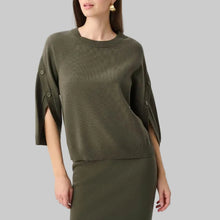 Load image into Gallery viewer, Joseph Ribkoff Brushed Viscose And Nylon Knit Tulip Sleeve Sweater-Avocado