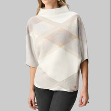 Load image into Gallery viewer, Joseph Ribkoff Brushed Viscose And Nylon Plaid Funnel-Neck Sweater-Winter White/Multi