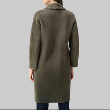 Load image into Gallery viewer, Joseph Ribkoff Feather Yarn Knit Coat With Detachable Faux Fur Collar-Avocado