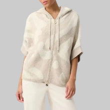Load image into Gallery viewer, Joseph Ribkoff Hooded Animal Print Sweater-Oatmeal Melange/Gold