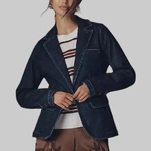 Load image into Gallery viewer, Dear John Minah Denim Blazer-Naval Academy