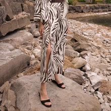 Load image into Gallery viewer, Joseph Ribkoff Linen Blend Animal Print Culotte Pants With Pleat-Beige/Brown
