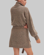 Load image into Gallery viewer, Crescent Audrina Turtleneck Sweater Dress with Tie Waist-Taupe