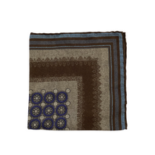Load image into Gallery viewer, Geoff Nicholson Reversible Pocket Square-Brown/Blue Geometric/Paisley