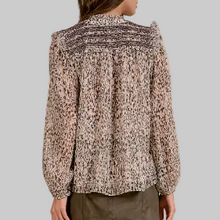 Load image into Gallery viewer, Elan Printed Peasant Blouse-Brown Lia