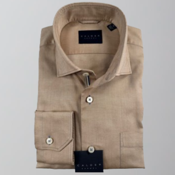 Calder Sport Shirt-Newport Fit-Solid Panama Melange Sand