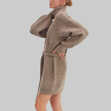 Load image into Gallery viewer, Crescent Audrina Turtleneck Sweater Dress with Tie Waist-Taupe