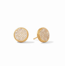 Load image into Gallery viewer, Julie Vos Gold Fleur-de-Lis Pavé Stud-Cubic Zirconia