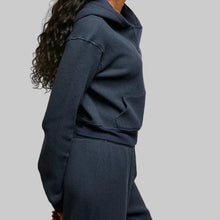 Load image into Gallery viewer, Perfectwhitetee Inez Waffle Zip Hoodie-Navy