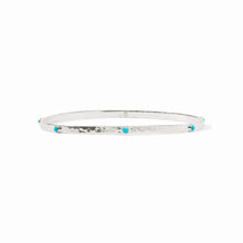 Load image into Gallery viewer, Julie Vos Silver Crescent Stone Bangle-Turquoise Blue