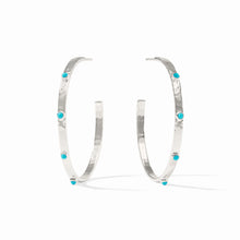 Load image into Gallery viewer, Julie Vos Silver Crescent Stone Hoop-Turquoise Blue-Large