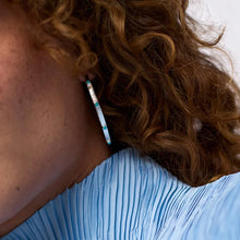 Load image into Gallery viewer, Julie Vos Silver Crescent Stone Hoop-Turquoise Blue-Large