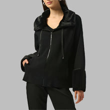 Load image into Gallery viewer, Joseph Ribkoff Sweater Knit Coat With Fur Trim-Black