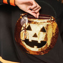 Load image into Gallery viewer, Queen of Sparkles Pumpkin Candy Bucket Sweatshirt- Black