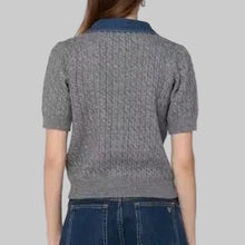Load image into Gallery viewer, Velvet Heart Short Sleeve Cable Knit Cardigan-Heather Grey