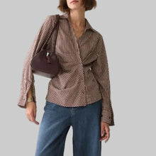 Load image into Gallery viewer, Summum Two Toned Striped Blouse-Dark Burgundy