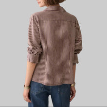 Load image into Gallery viewer, Summum Two Toned Striped Blouse-Dark Burgundy