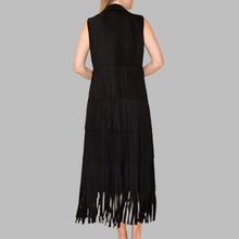 Load image into Gallery viewer, W.A.Y. Suede Fringe Duster-Black