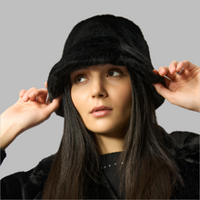 Load image into Gallery viewer, Joseph Ribkoff Faux Fur Bucket Hat-Black