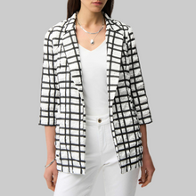 Load image into Gallery viewer, Joseph Ribkoff Jacquard Plaid Boxy Blazer- Off-White/Black