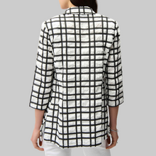 Load image into Gallery viewer, Joseph Ribkoff Jacquard Plaid Boxy Blazer- Off-White/Black