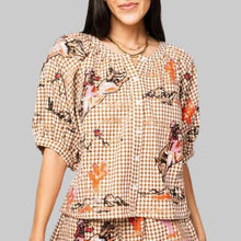 Load image into Gallery viewer, Queen of Sparkles Bucking Cowgirl Button Up-Brown Gingham