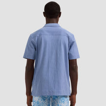 Load image into Gallery viewer, Bugatchi Performance Rib Knit Camp Shirt -Air Blue