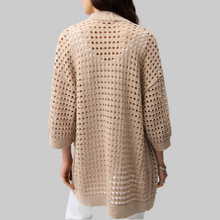Load image into Gallery viewer, Joseph Ribkoff Cotton Blend Open Stitch Boxy Cardigan-Parchment