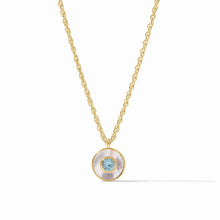 Load image into Gallery viewer, Julie Vos Gold Colette Circle Delicate Necklace-Chalcedony Blue